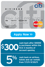Citi Dividend World Mastercard $300 Cash Back Banner — My Money Blog